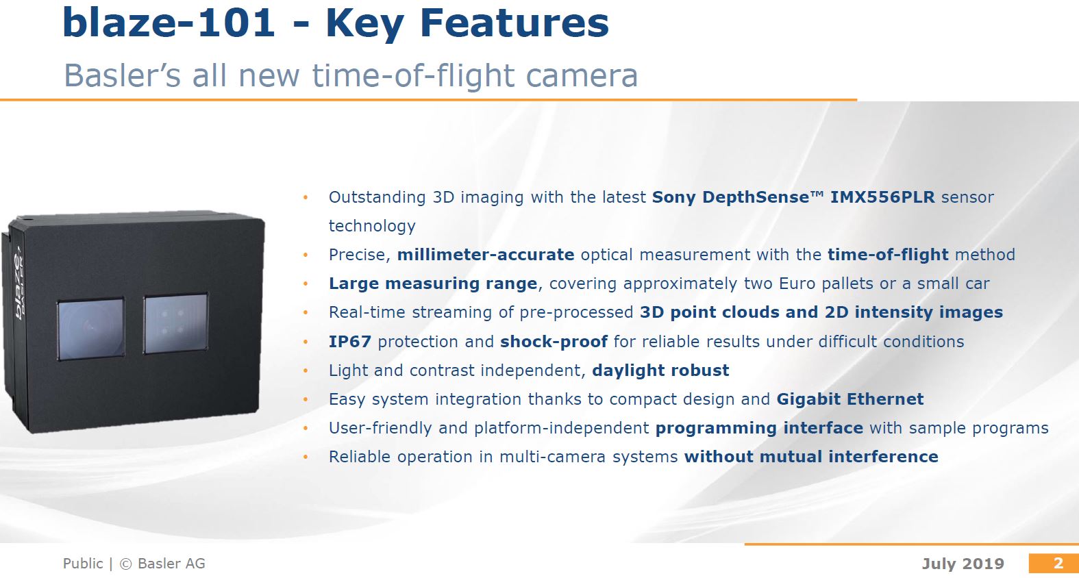 Image Sensors World Basler Announces ToF Camera with Sony Sensor