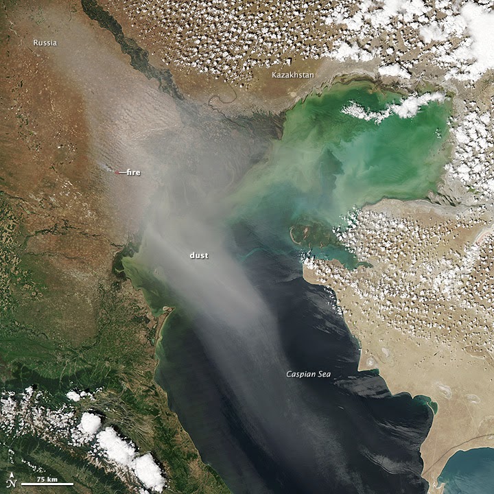 Mossel Bay Weather Observation, South Africa Dust over the Caspian Sea