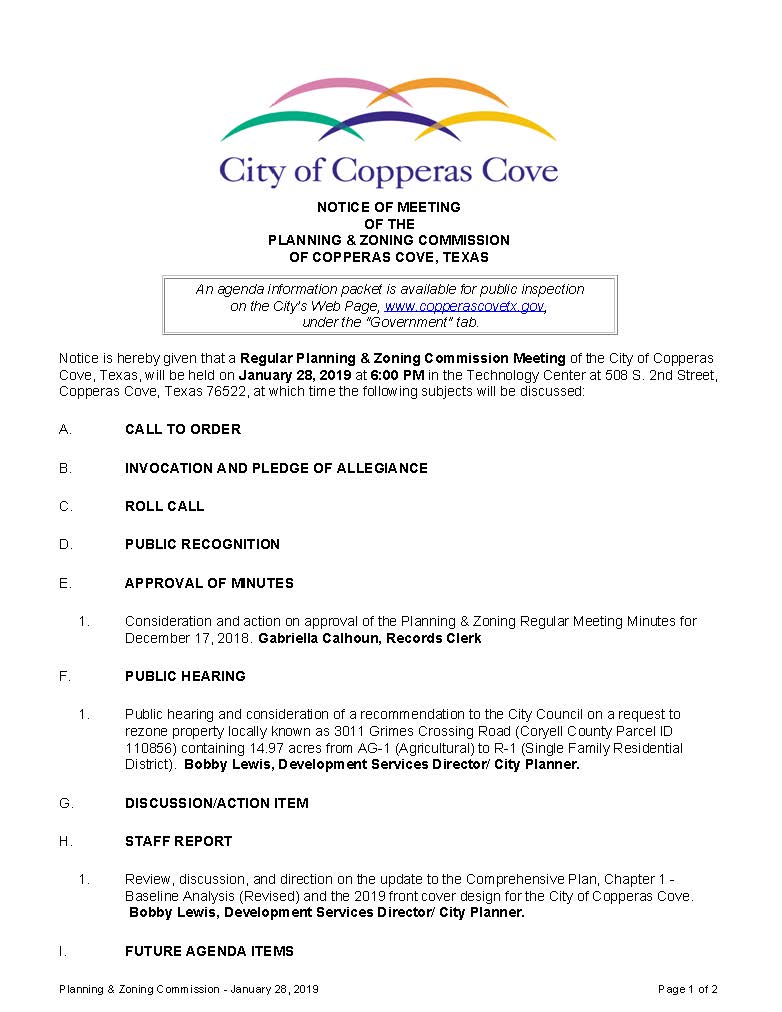 Speak Up!!! Copperas Cove Rezoning consideration at the P&Z tonight!