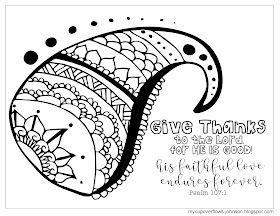 Psalm 107:1 Bible verse coloring page His faithful love endures forever