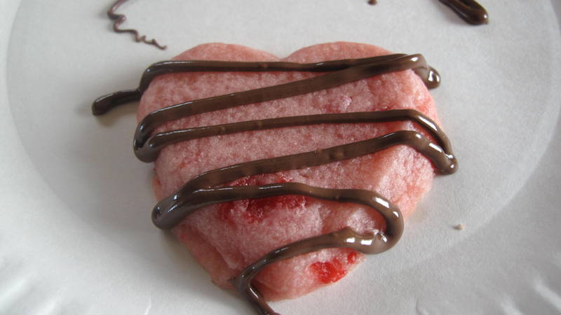 Red Couch Recipes: Maraschino Cherry Chocolate Drizzled Shortbread Cookies