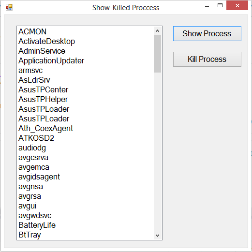 How to Show and Kill Process in Listbox ITK