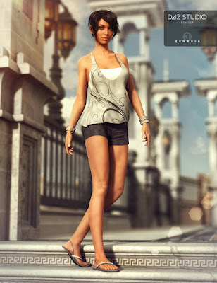 3d Models Art Zone - Casual Summer, Vigilante Outfit ja Austrani Outfit for Genesis 3 Nainen (t)
