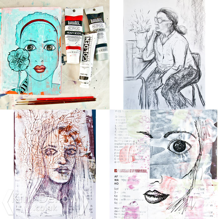 Kim Dellow various sketches of faces
