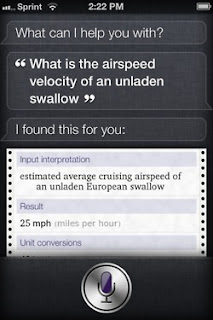 Siri: What is the airspeed velocity of an unladen swallow?