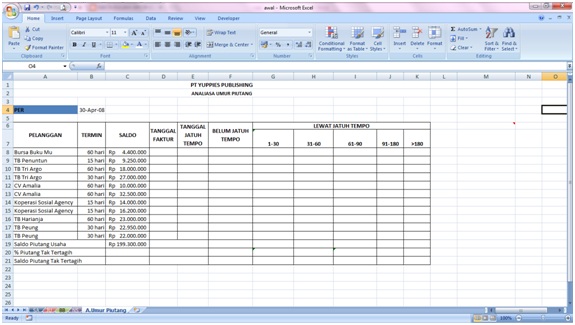 Excel for Accounting ( Analisa Umur Piutang) ~ MATA KULIAH