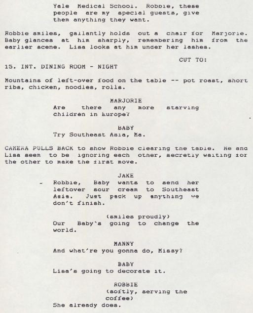Dirty Dancing Analysis: The July 1986 Script -- 3