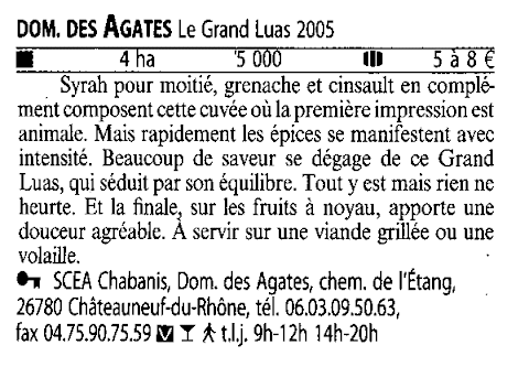 Domaine des Agates dans le Guide Hachette des Vins 2009