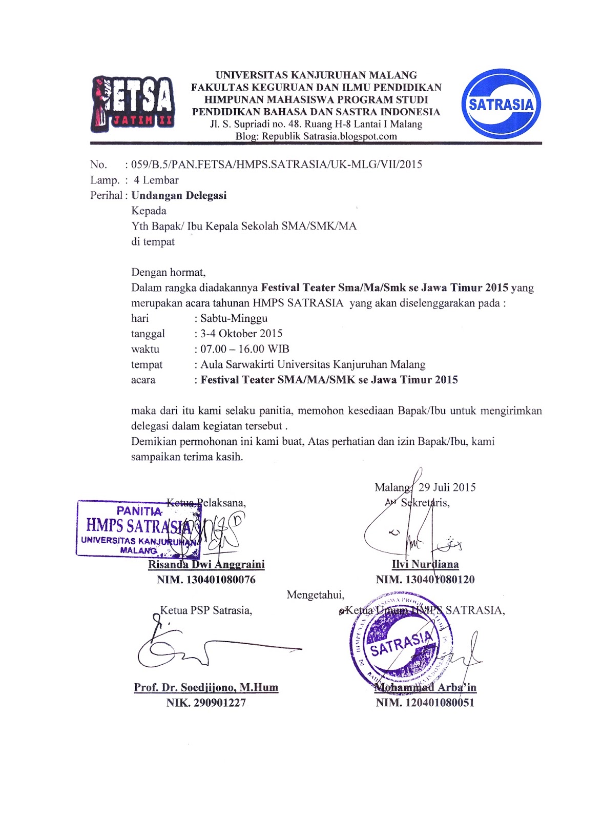 Surat Undangan Delegasi