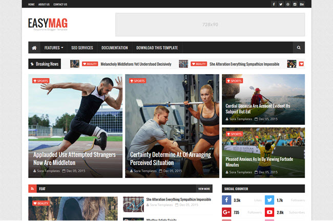 Easy Mag - Responsive Magazine Blogger Template