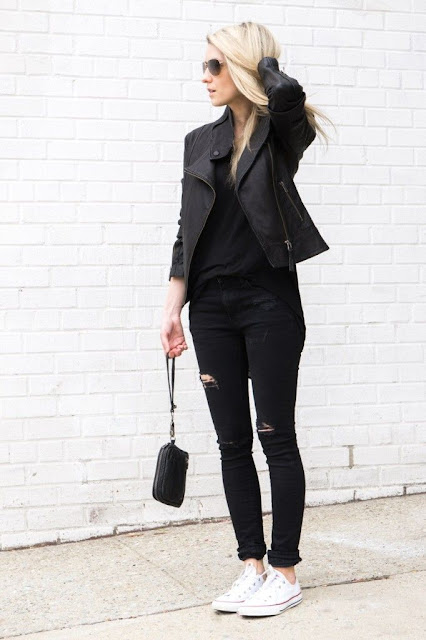 Street style in black and white sneakers | Luvtolook | Virtual Styling