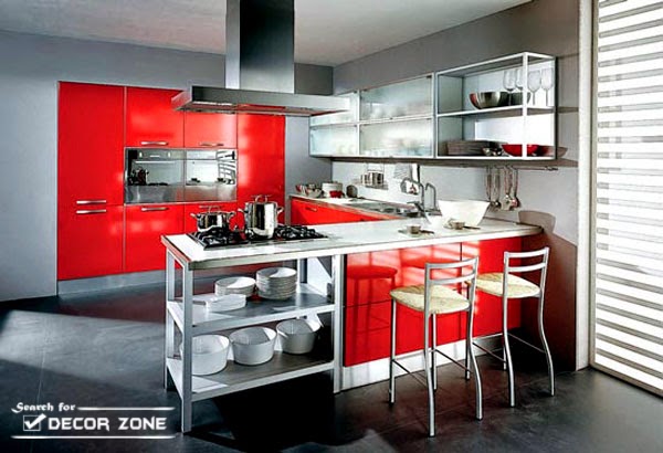 Red kitchen cabinets: 15 ideas and designs