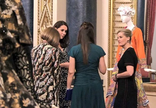 Kate Middleton wore Erdem Suzi Lace Dress, Countess Sophie wore Burberry Short Sleeve V-Neck Midi Dress, Prada pumps