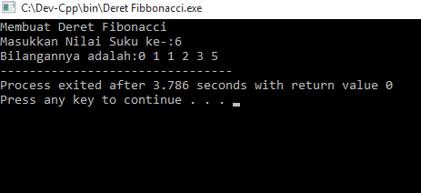 CONTOH MEMBUAT DERET FIBONACCI, KODING, OUTPUT DAN FLOWCHART