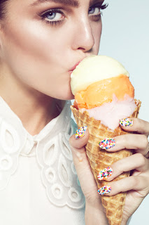 model eating ice cream, sprinkles manicure, marinet matthee model, 