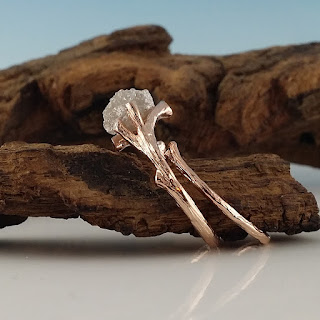 14k Rose Gold Twig Engagement Ring Cruelty Free, Alternative Engagement Ring, Branch Twig Style Engagement Rings,Pink Gold Engagement Ring, Rustic Nature Inspired Wedding Rings 