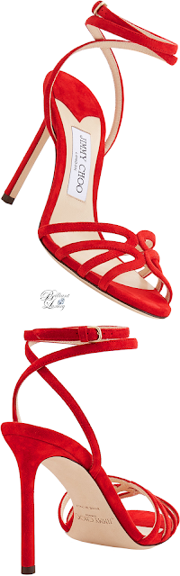 1aBrilliant Luxury♦Jimmy Choo Mimi Red Suede Wrap Around Sandal