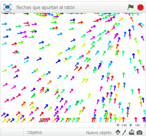 Scratch en la ESO: Ejercicio7: Flechas que apuntan al ratón