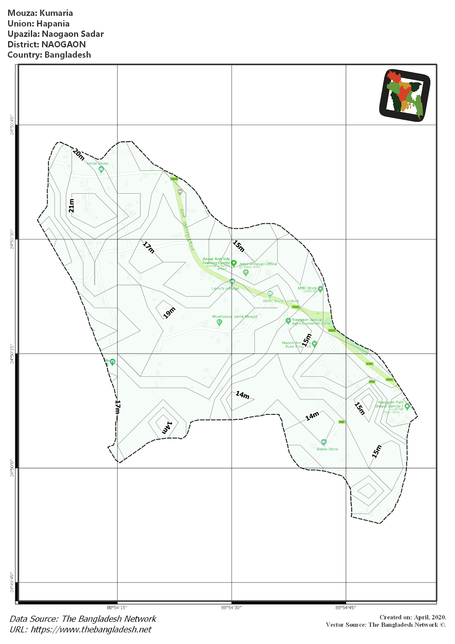 Map of Kumaria Mouza of Naogaon Sadar Upazila, NAOGAON Map of Kumaria Mouza of Naogaon Sadar Upazila, NAOGAON, Bangladesh.