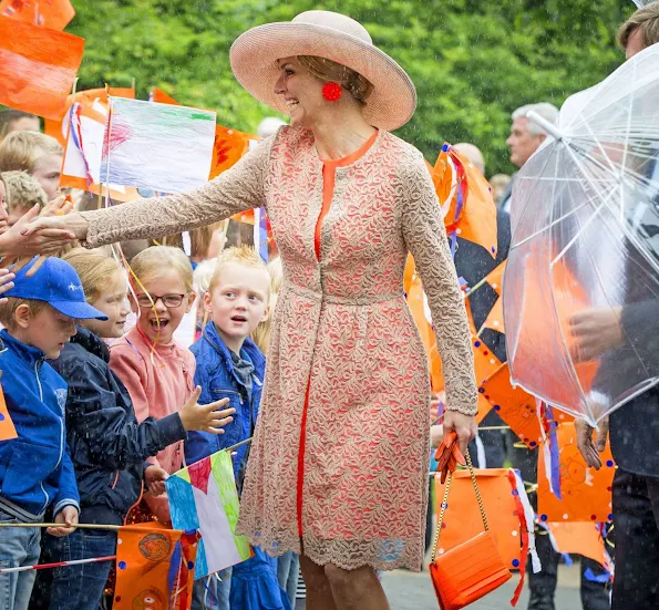 Queen Maxima visit the north west region of Friesland (Noardwest Fryslan). Queen Maxima Natan Dress, New Season, new Collection summer dress