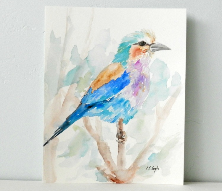 Watercolor Bird Painting by Elise Engh