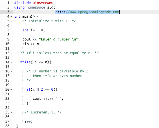 Programming Tutorials: C++ Program To Print Even Numbers Between 1 To 100  Using For & While Loop