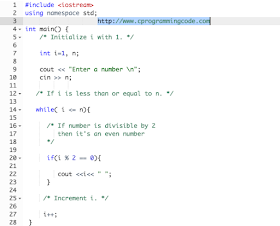 Programming Tutorials: C++ Program to Print Even Numbers between 1 to ...