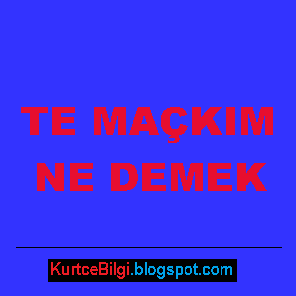 Te Maçkım Ne Demek Kürtçe Türkçe ÇeviriKürtçe Bilgi