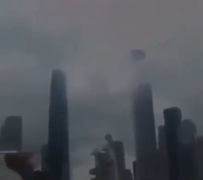 This is an image of the city skyline from where the person videoing this amazing UFO encounter was standing.