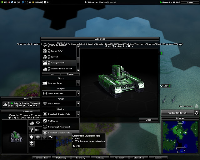 Pandora: First Contact - Tank Design Screenshot