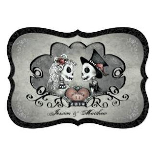 Halloween Gray & Black Gothic Wedding Invitation Bracket Style $2.15