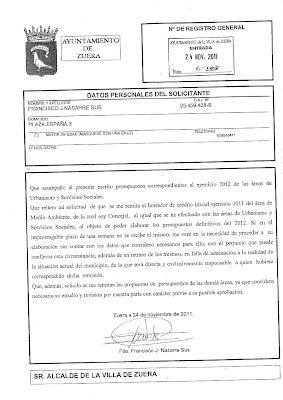 ARAGONESISTAS DE ZUERA: PRESUPUESTOS PRESENTADOS