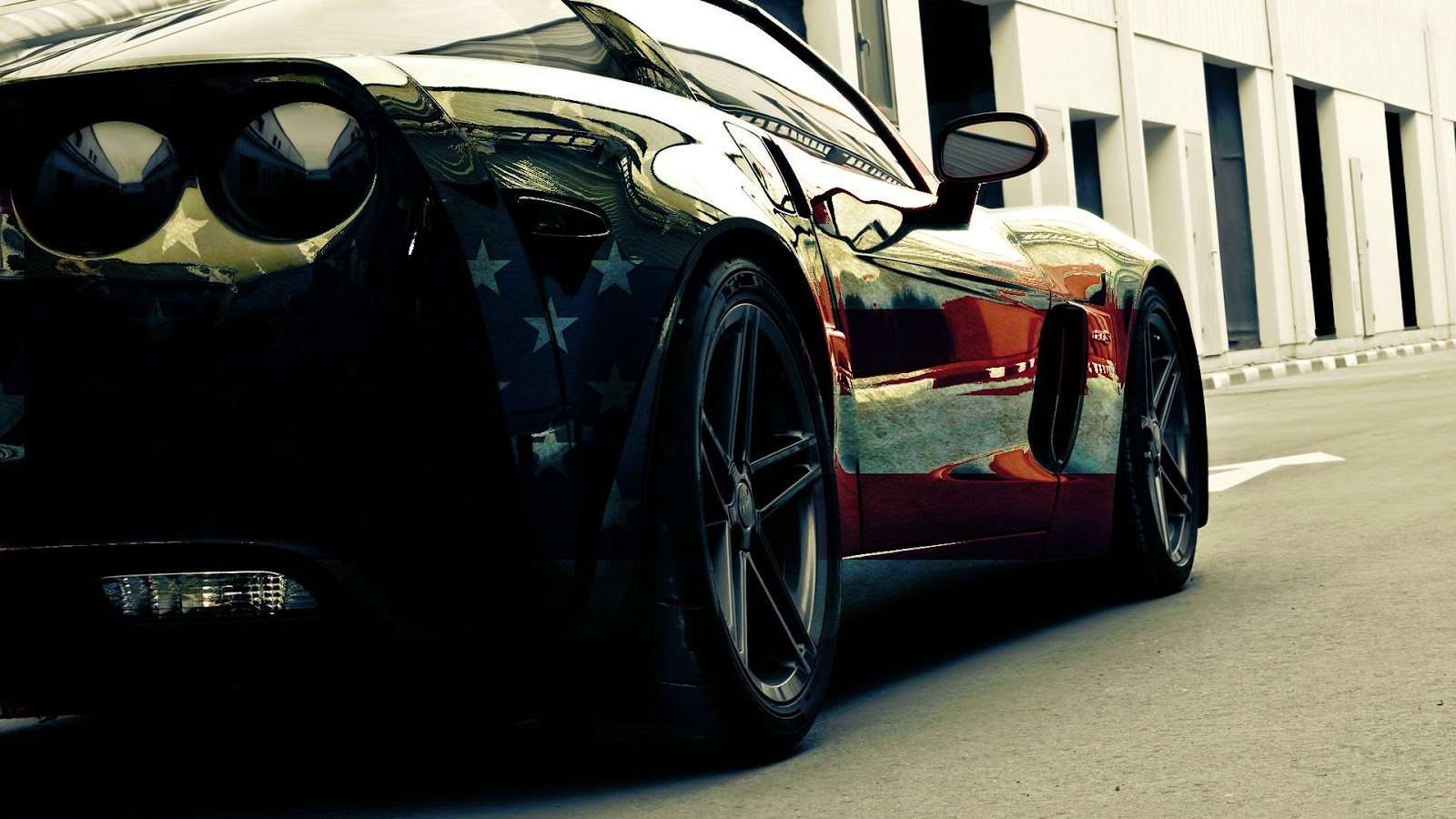 American Flag Corvette Car Full Hd Desktop Wallpapers 1080p