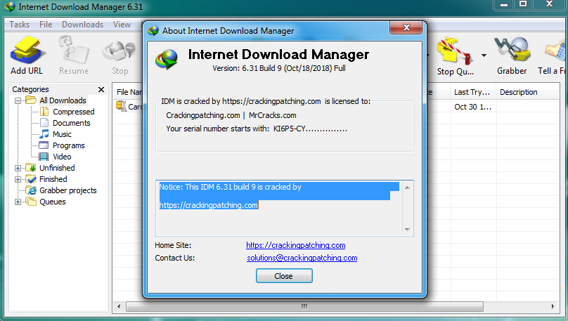 Download manager ключ