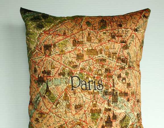 paris map on cushion