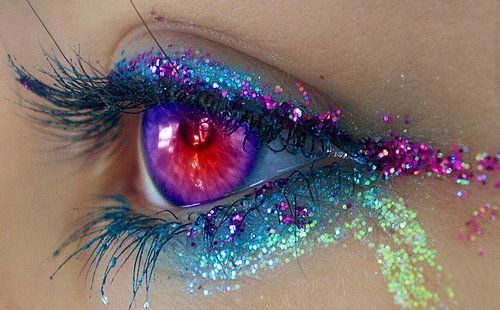 Blue Pink Glittery Eye Makeup