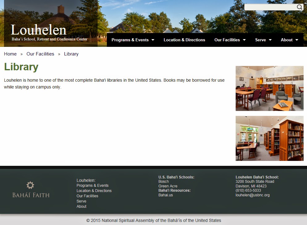 Веб-страница сайта школы бахаи Лухелен