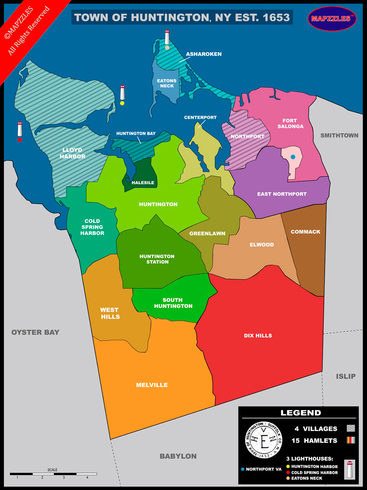 Mapzzles Full Size Maps: Huntington