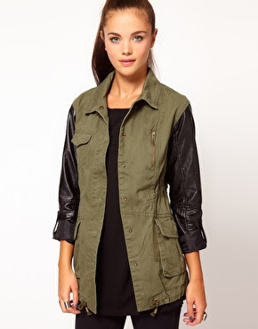 Your Fashion Blog: Military Jacket With Leather Sleeves