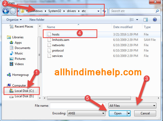 how to open local hosts notepad in hindi