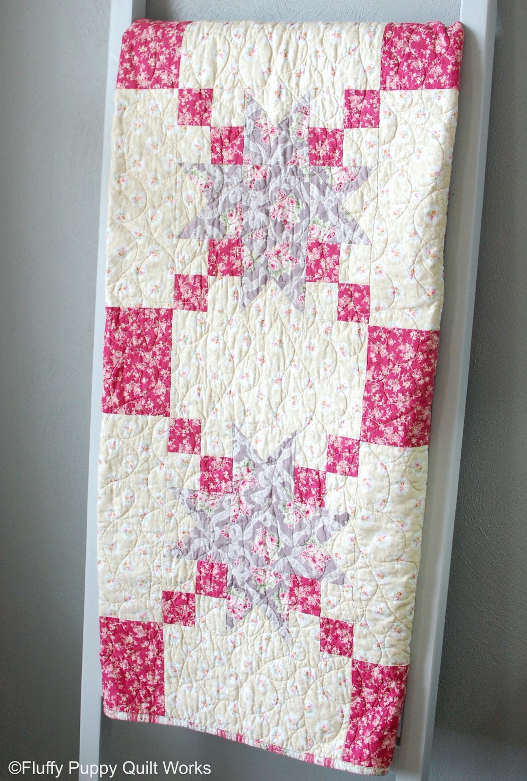 Fluffy Puppy Quilt Works Free PDF Pattern Linked Stars Lap Quilt