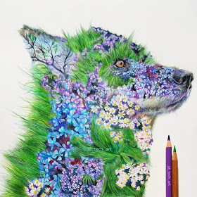 02-Blossom-Wolf-Joshua-Dansby-Fantasy-Animal-Combination-Drawings-www-designstack-co