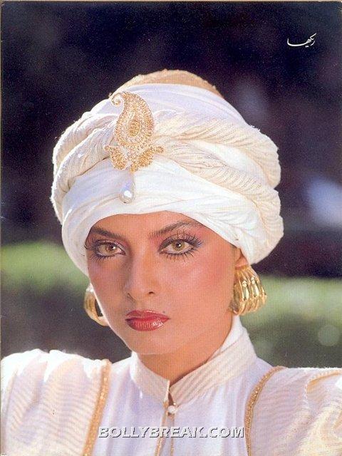rekha white turban dress HOT - (4) - Rekha Hot Pics - 1980's 1970's Rekha Photo Gallery