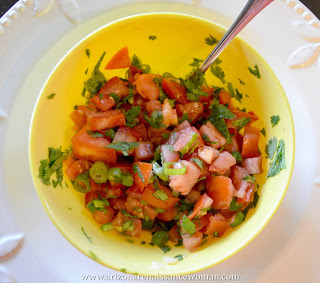 Green Onion Pico de Gallo for Tempeh Chorizo and Egg Tacos with Pepper-Jack Cheese