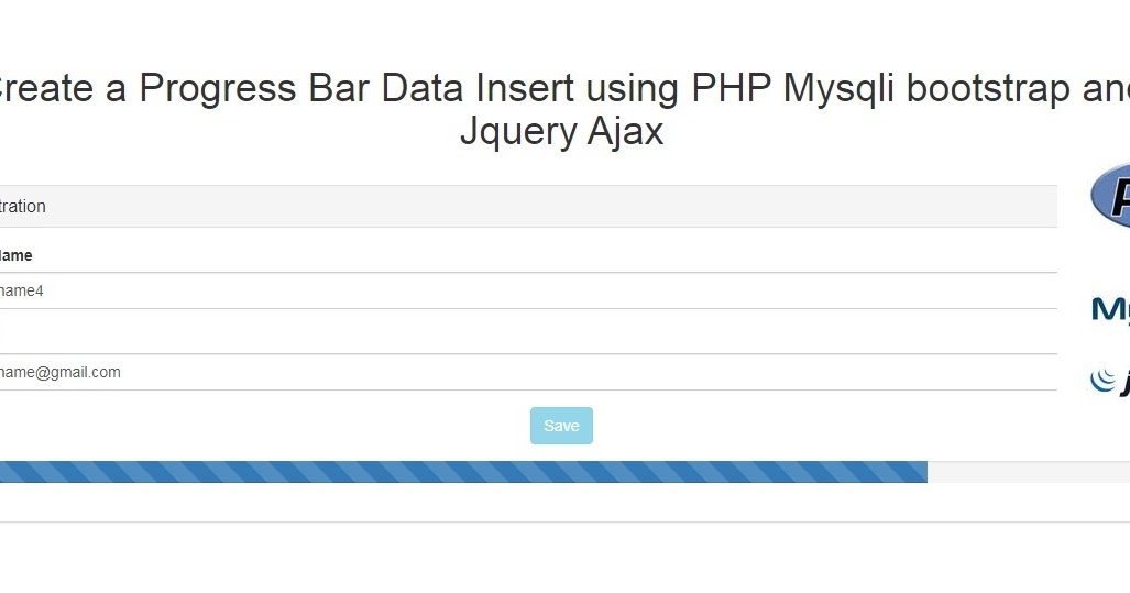 Create a Progress Bar Data Insert using PHP Mysqli bootstrap and Jquery