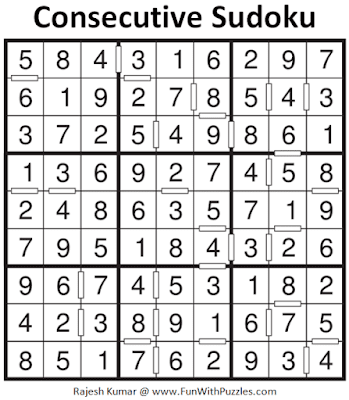 Consecutive Sudoku Puzzle (Fun With Sudoku #275) Solution