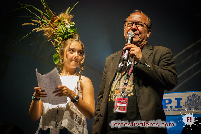 Hervé Bordier y la madrina infantil del festival RioLoco 2015