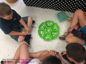 Create a very inexpensive workstation to practice pitch names on the treble clef staff with a dip tray and this free download.  FUN for your elementary music classroom.