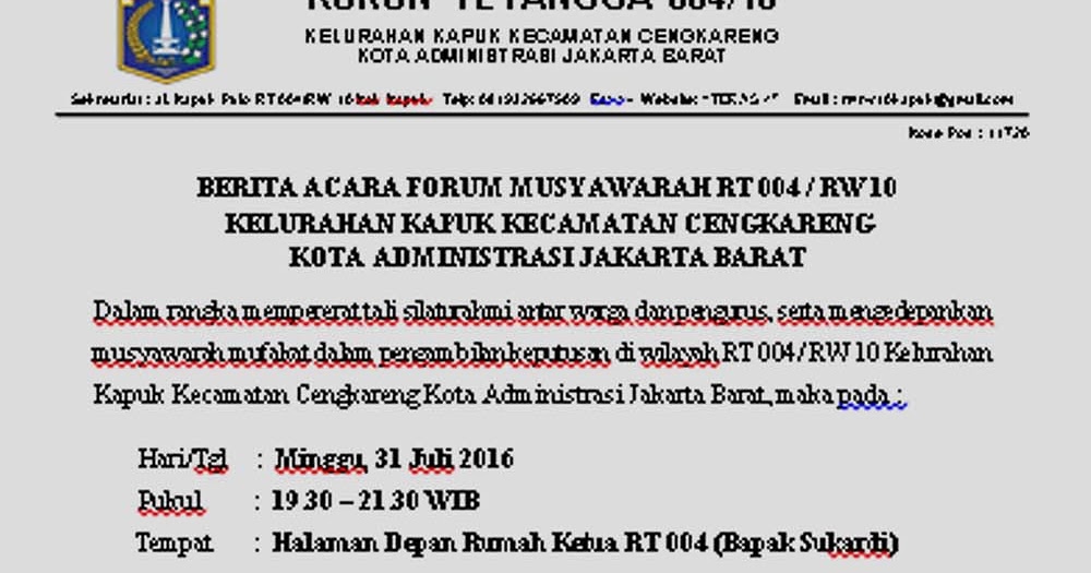 Surat Berita Acara Pemilihan Rt. Teras 4 Berita Acara