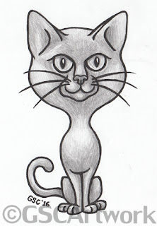 kitty kitten cat cartoon caricature pencil pen drawing by gsc artwork